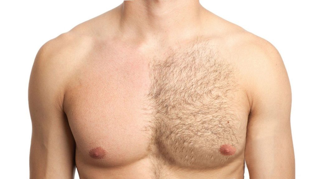 man's half shaved chest
